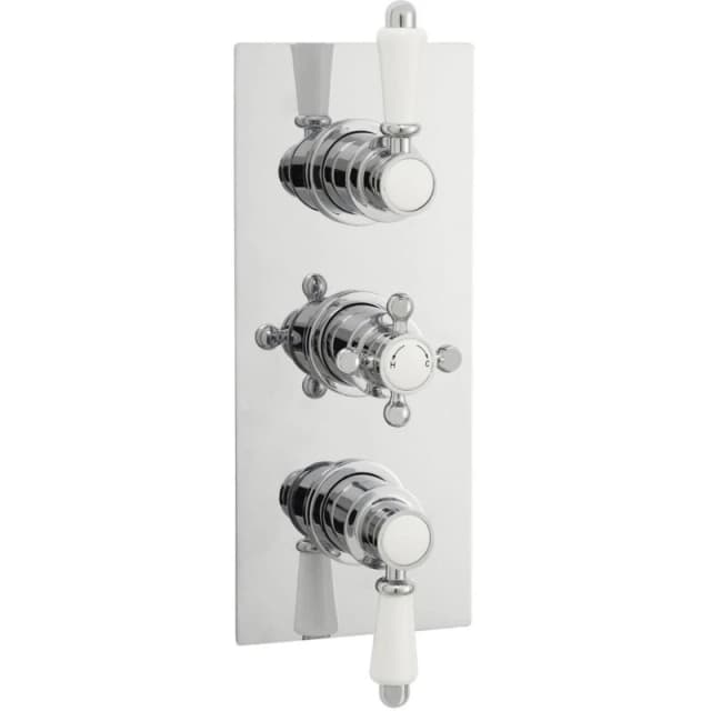 nuie Victorian Triple Thermostatic Shower Valve, Chrome, Silver ITY315
