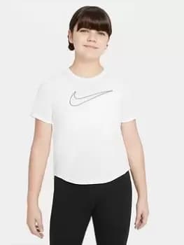 Nike Dri-FIT One Short Sleeve GX Top - White/Black, Size L+, Women