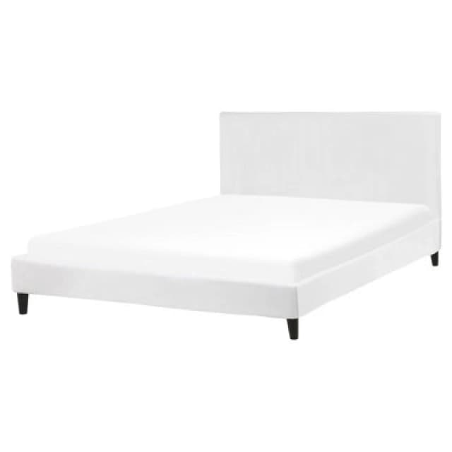 Beliani Bed Velvet Fitou 160 X 200 Cm (Eu King Size) White