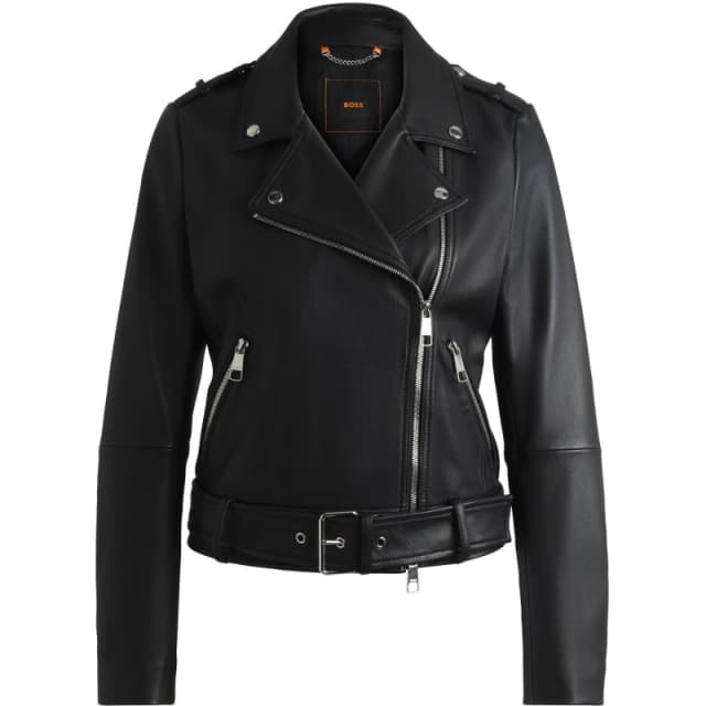 Boss Womens C Sameli Leather Jacket Black female 4 (XXS)