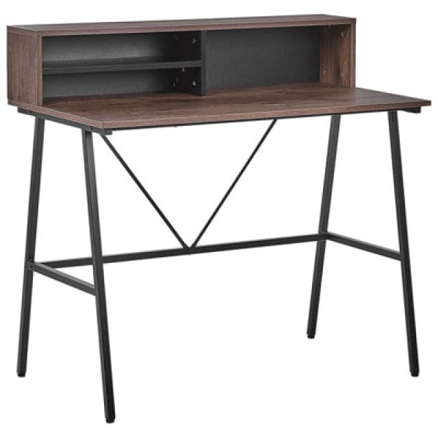 Beliani Home Office Desk Harison Dark Brown 100 Cm 53 Cm