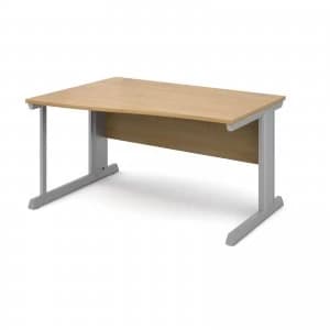 Vivo Left Hand Wave Desk 1400mm - Silver Frame Oak Top