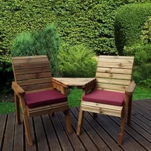 Charles Taylor 2 Seater Angled Companion Set with Burgundy Seat Pads Burgundy