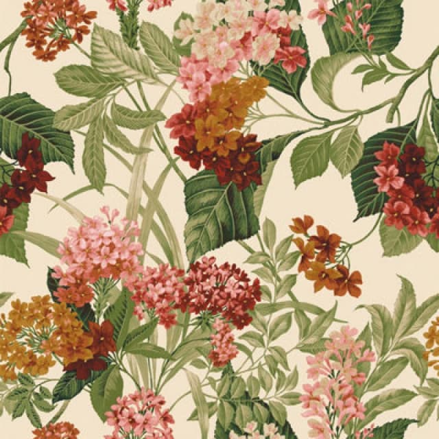 Belgravia Misaki Sage/orange Floral Bloom Wallpaper 2322