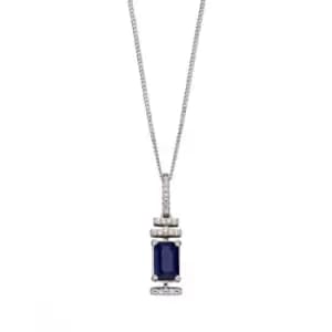 Sapphire White Gold Baguette Diamond Deco Pendant GP2184L