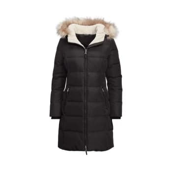 Lauren by Ralph Lauren Fur Hooded Puffer Jacket - Black