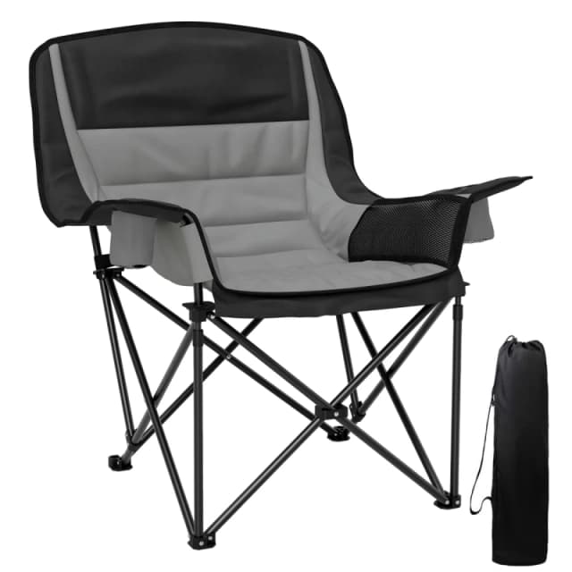 Outsunny Outsunny Camping Chair for Adults, Padded Folding Chair - Grey