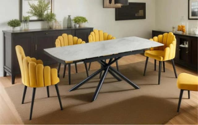 Ds Living Kairo Marble Pattern Sintered Stone Dining Room Table