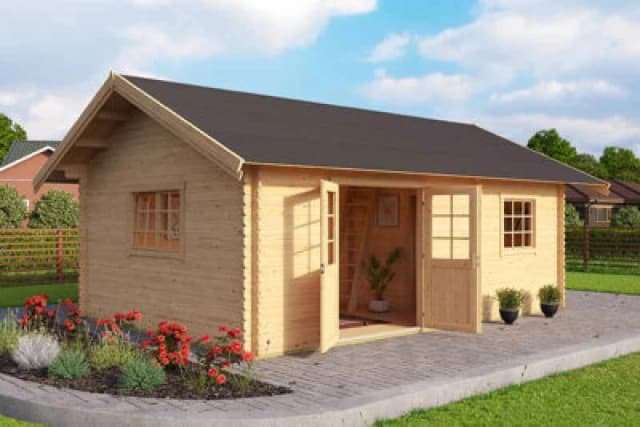 Lasita Maja Caroline W/o Doors, Windows + Caroline 40 Dgp+-Log Cabin, Garden Room, Timber Summerhouse, Home Office - L489.9 X W675 X H330.6 Cm