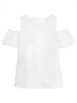 Mango Girls Cut Out Shoulder Top - White