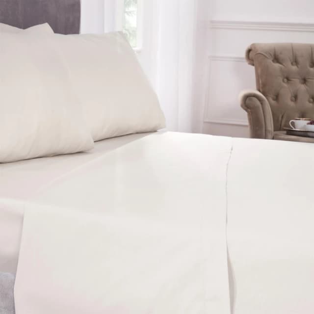 200 Thread Count Luxury Egyptian Cotton Flat Sheet in Cream - Single Bed - Emma Barclay TJ Hughes 5050238077027