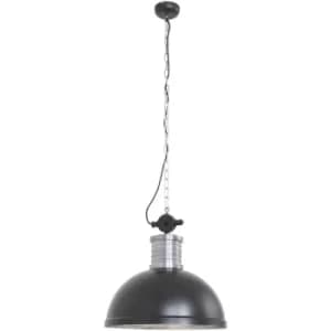 Sienna Brooklyn Dome Pendant Ceiling Lights Black Matt, Steel Polished, Metal