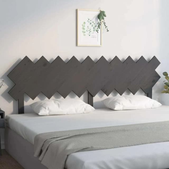 Vidaxl Bed Headboard Grey 196X3X80.5cm Solid Wood Pine, Grey 819242