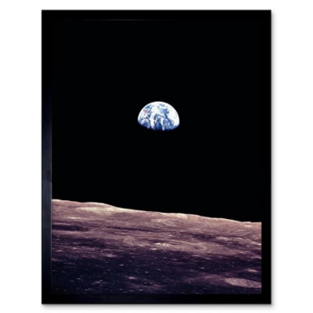 Artery8 Nasa Space Planet Earth Lunar Surface Moon Framed Wall Art Print