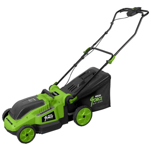 MYLEK Cordless Lawnmower Brushless Motor & 2 x 20V 4.0Ah Batteries & Charger Green