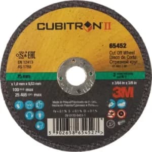 Cubitron II Cut-off Wheel T41, 75MM X 1.0MM X 9.53MM, 60+