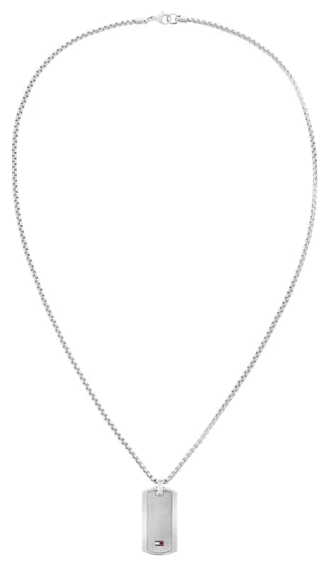Tommy Hilfiger Mens Pendant Necklace - Silver One Size Male