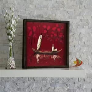KZM426 Brown Red Beige Black Decorative Framed MDF Painting