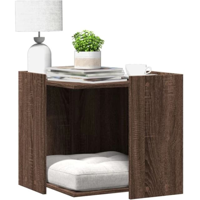 vidaXL Cat Litter Box Enclosure Brown Oak 53x53x51cm Engineered Wood, Brown 857757