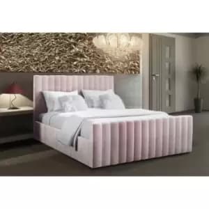 Keesa Contemporary Bed Frame - Plush Velvet, Double Size Frame, Pink - Pink