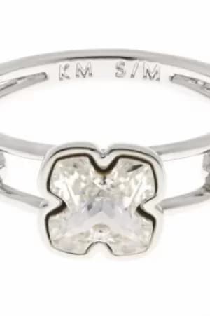 Ladies Karen Millen Silver Plated Art Glass Flower Ring Size ML KMJ925-01-02ML