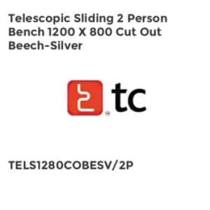 TC Group Telescopic Sliding 2 Person Bench 1200 x 800 Cut Out Beech-silver