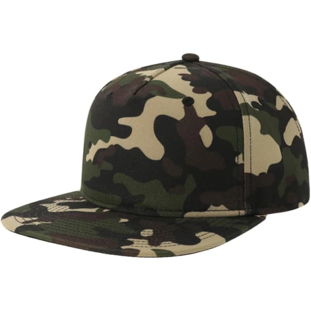 Atlantis Womens Camo 5 Panel Snapback Cap in Black Female One Size