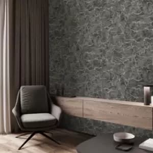 Boutique - Carrara Textured Plain Onyx Wallpaper - White