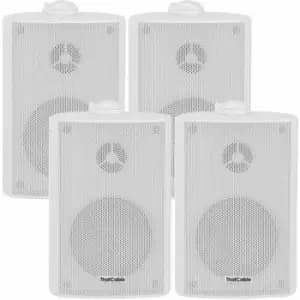 4x 3 60W White Outdoor Rated Garden Wall Speakers Wall Mounted HiFi 8Ohm & 100V