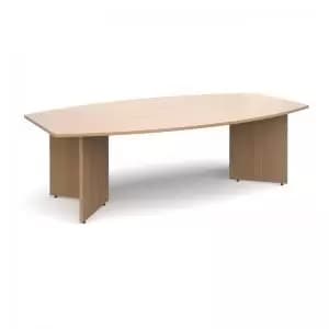 Arrow head leg radial boardroom table 2400mm x 8001300mm - beech