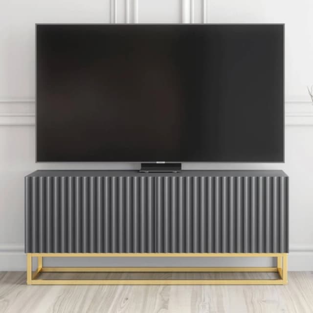 Creative Furniture Ripple TV Unit 100cm - Dark Grey with Fluted Doors Dark Grey Unisex