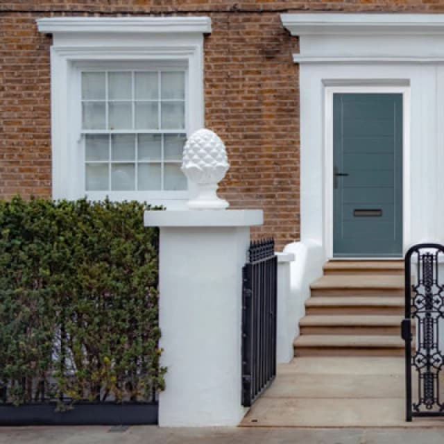 Lacerta Composite Door Monza Solid 7015 Grey 890mm X 2090mm Open In Right Hand No Glass 10 Year Guarantee - Free Delivery & Smart Lock