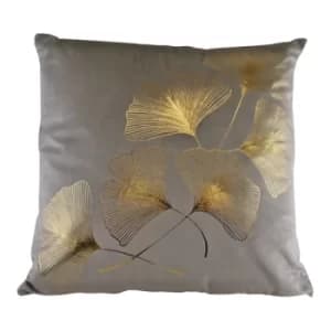 Scatter Cushion With Gold Lotus Leaf Design In Silver Grey