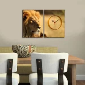 2P3040CS-159 Multicolor Decorative Canvas Wall Clock (2 Pieces)