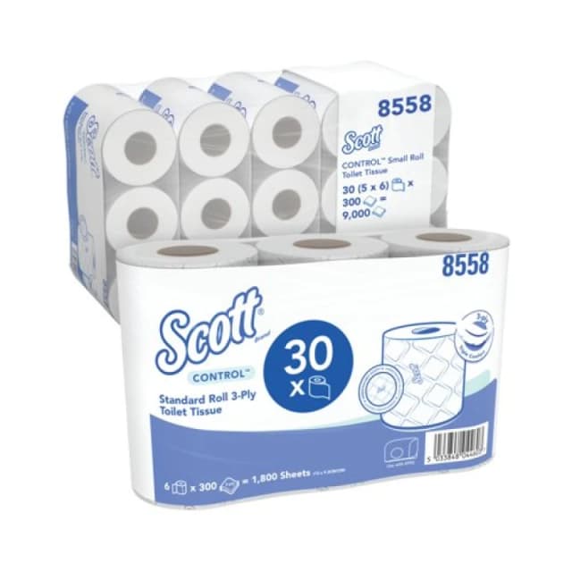 Scott Control Toilet Roll 3-Ply 300 Sheets (30 Pack) 8558