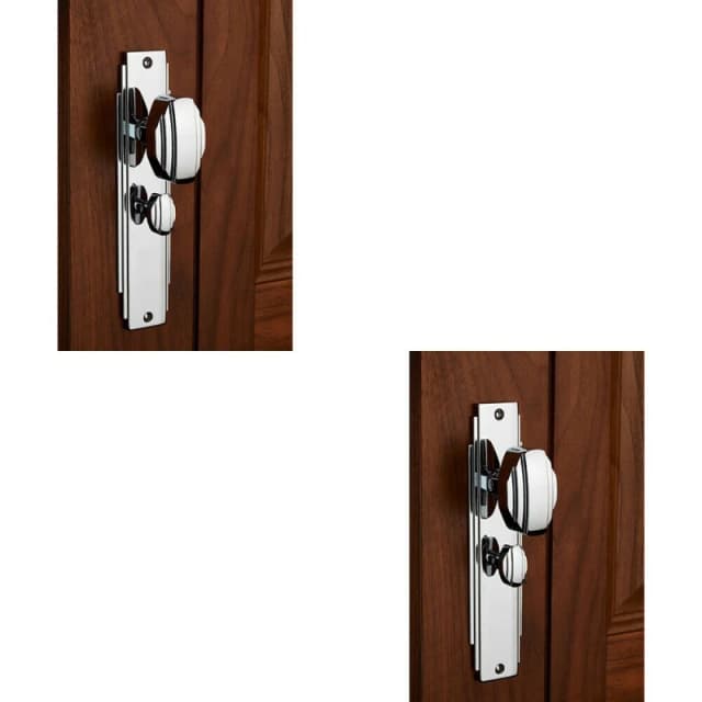 Loops 2x PAIR Line Detailed Door Knob on Bathroom Backplate 205 x 45mm Polished Chrome Multi