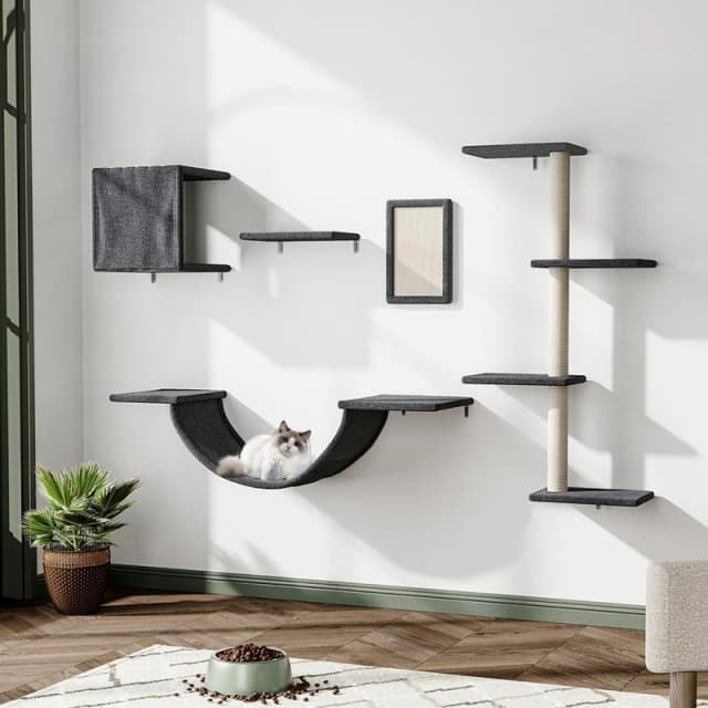 KIDKID PET Cat Tree Set with Hammock and Jumping Platform Grey unisex One Size