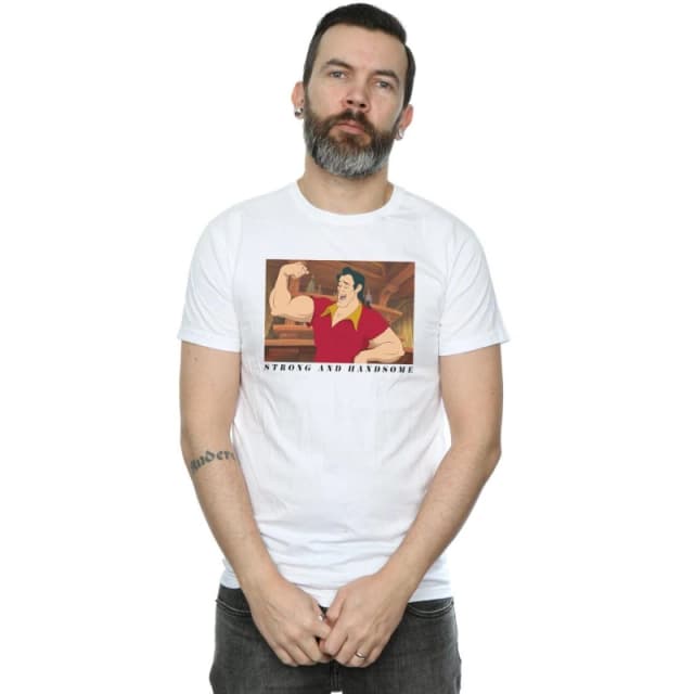 Disney Men Beauty And The Beast Handsome Brute T-Shirt in White Size: Small White S Male 5059114018987
