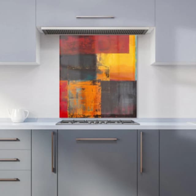 Warren Reed Designer Golden Blocks Of Abstract Kitchen Splashback