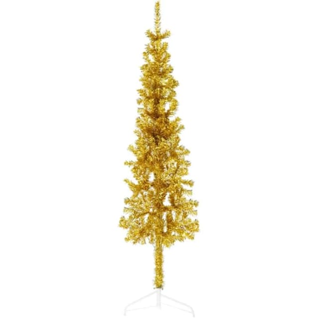 VIDAXL Vidaxl - Slim Artificial Half Christmas Tree with Stand Gold 150cm 8720287000938