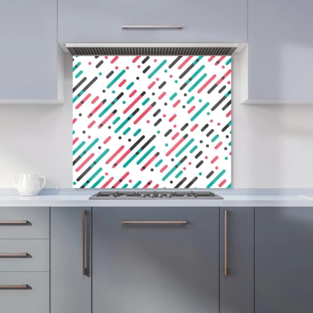 Warren Reed - Designer Overlapping Coloured Diagonal Lines Kitchen Splashback in Green Size: 900mm x 650mm Green Unisex 900mm x 650mm