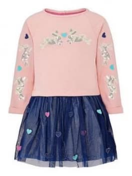 Monsoon Baby Girls Bunny Sweat Disco Dress - Pink
