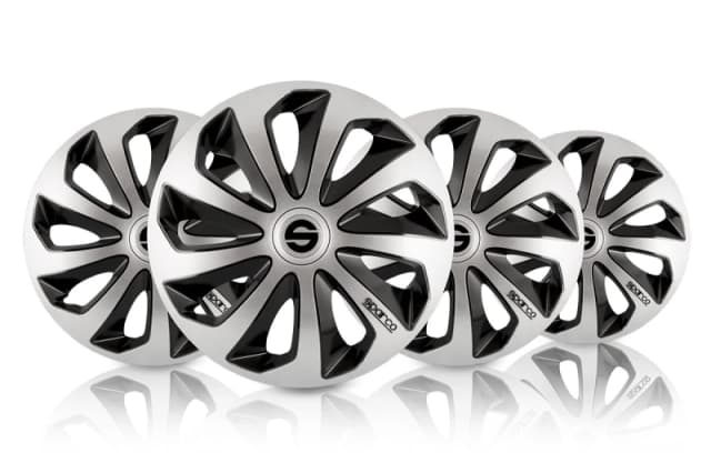 SPARCO SPARCO 4 Hubcaps 14" Sicilia Silver and Black DPCD-SPC1473SVBK