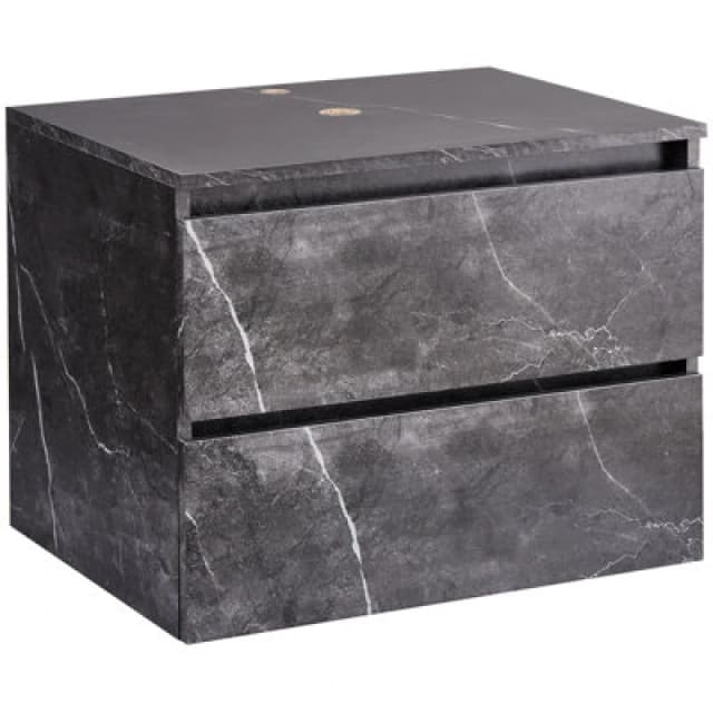 Beliani Wall Mounted Vanity Unit Serra 60 Cm Black Marble
