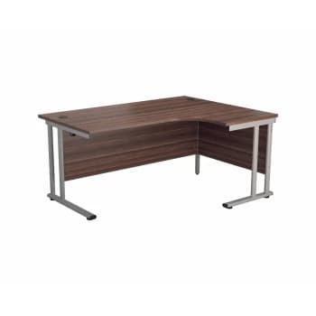 Start RH Crescent Cantilever Workstation - Dark Walnut Top and Silver Legs