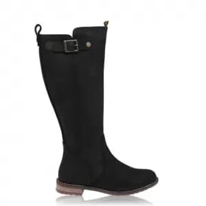 Barbour Rebecca Suede Leather Flat Knee High Boot - Black