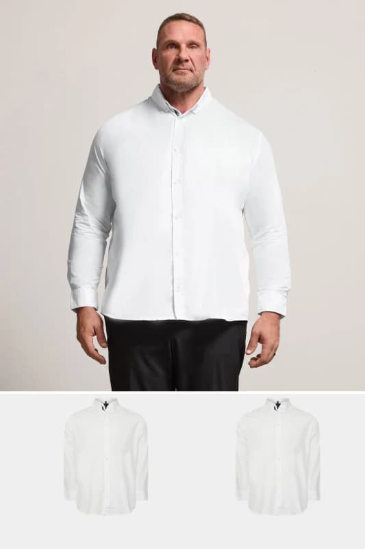 BadRhino BadRhino Men 2 Pack Poplin Long Sleeve Shirts in White Size: 2X-large White XXL Male 5063111857494