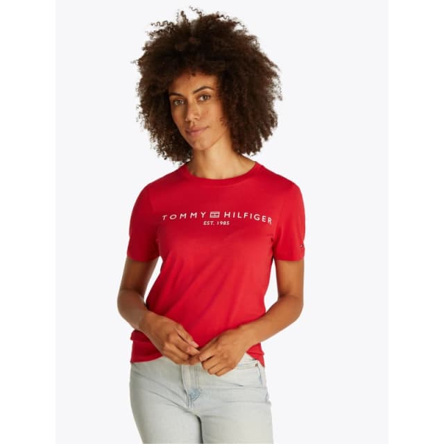 Tommy Hilfiger Womens Corp Logo T-Shirt Primary Red female 8 (XS)