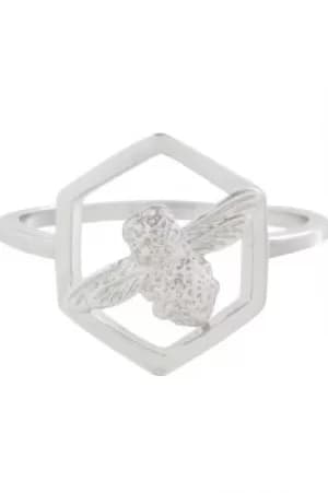 Ladies Olivia Burton Silver Plated Honeycomb Bee Ring OBJ16AMR07
