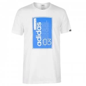 adidas Box Linear 03 T Shirt Mens - White/Blue/Blk